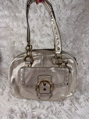 Coach Y2k 2000s Metallic Silver Dome Satchel Handbag